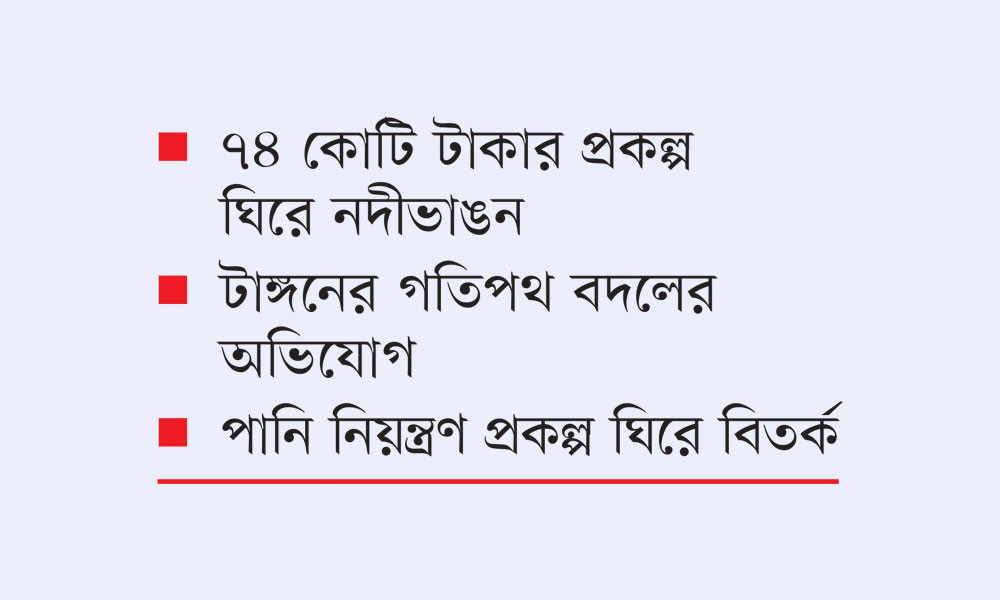 টাঙ্গনে পানি নিয়ন্ত্রণ প্রকল্প ঘিরে নদীভাঙন, গৃহহীন কয়েক পরিবার