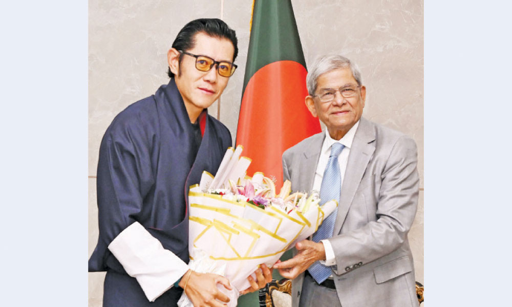 ভুটানের রাজাকে স্বাগত জানান রাষ্ট্রপতি মির্জা ফখরুল ইসলাম আলমগী